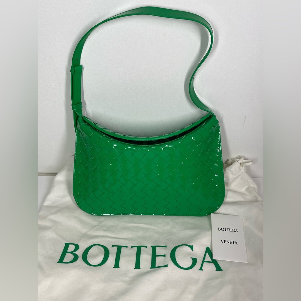 BRAND NEW BOTTEGA VENETA GREEN INTRECCIATO WEAVE SHOULDER LEATHER BAG PURSE - Picture 6 of 13